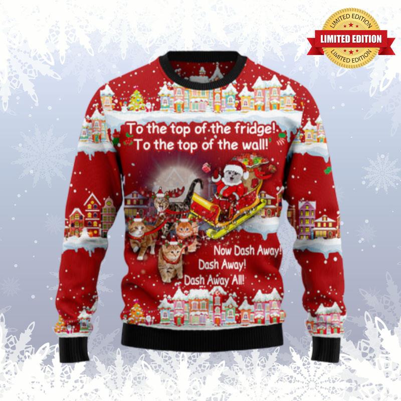 Cat Sleigh Christmas Ugly Sweaters For Men Women