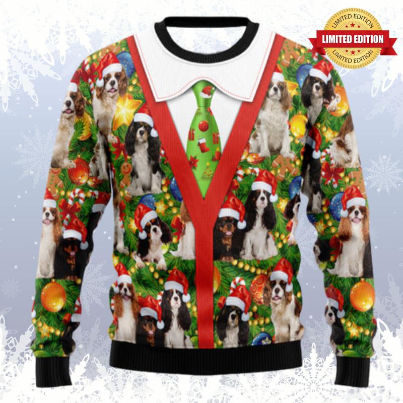 Cavalier King Charles Spaniel Xmas Pine Ugly Sweaters For Men Women