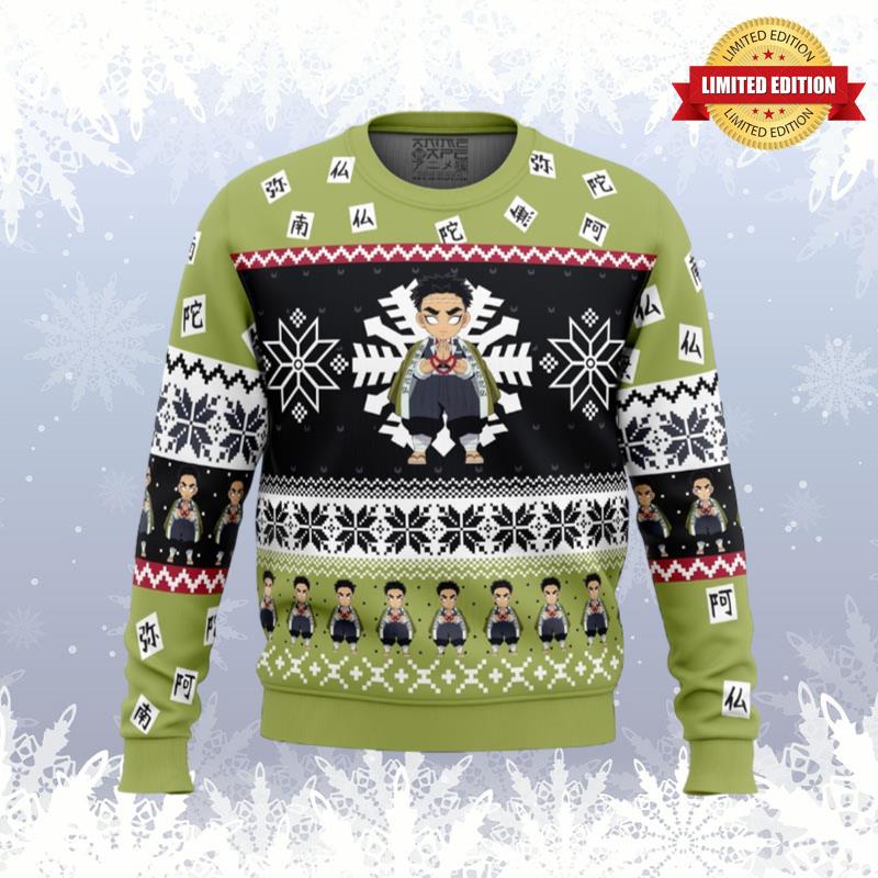Chibi Christmas Gyomei Himejima Demon Slayer Ugly Sweaters For Men Women