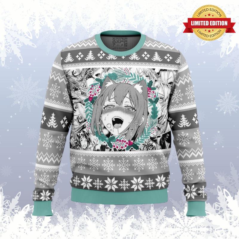 Christmas Anime Ahegao Ugly Sweaters For Men Women