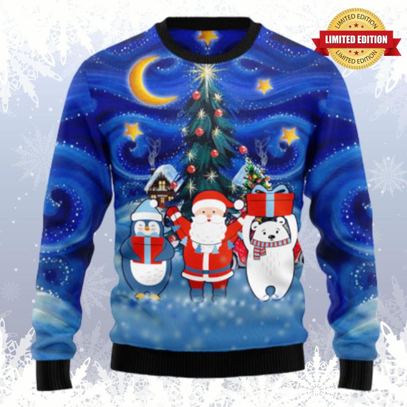 Christmas Card Polar Bear Santa Penguin Ugly Sweaters For Men Women