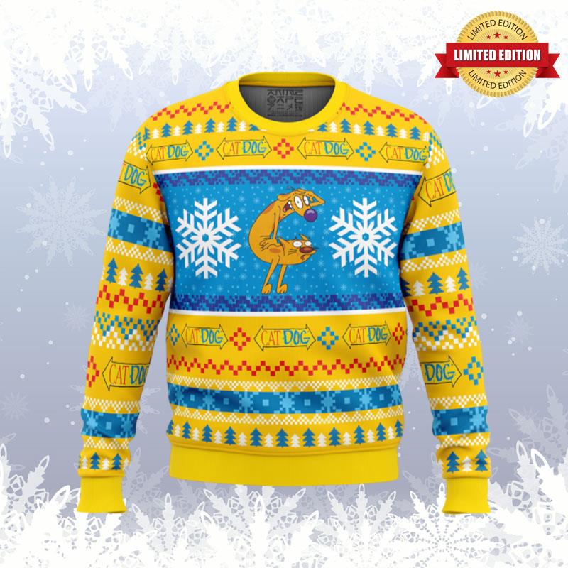 Christmas CatDog Nickelodeon Ugly Sweaters For Men Women - RugControl