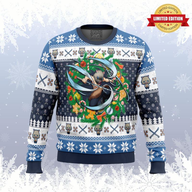 Christmas Hashibira Inosuke Demon Slayer Ugly Sweaters For Men Women