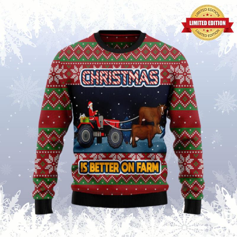 Christmas Is Better On Farm Ugly Sweaters For Men Women