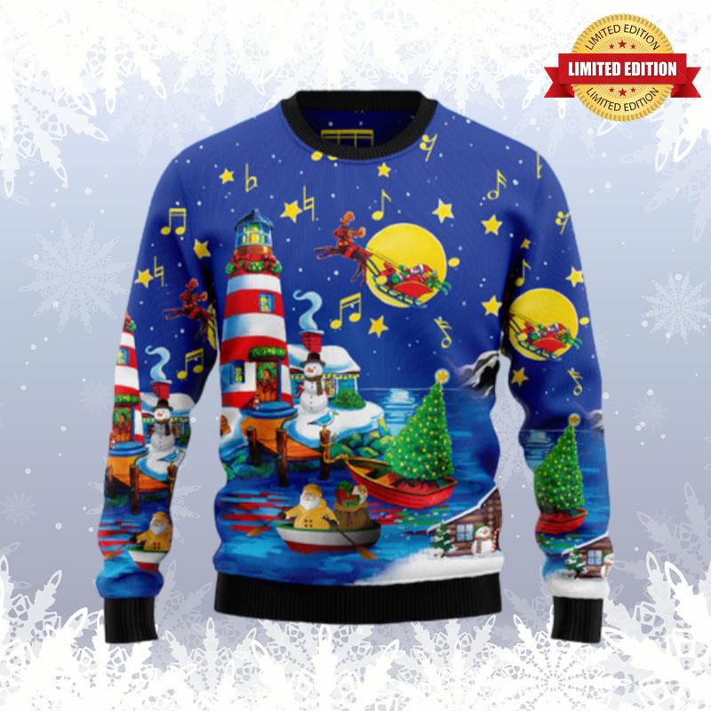 Christmas Lighthouse Ugly Sweaters For Men Women