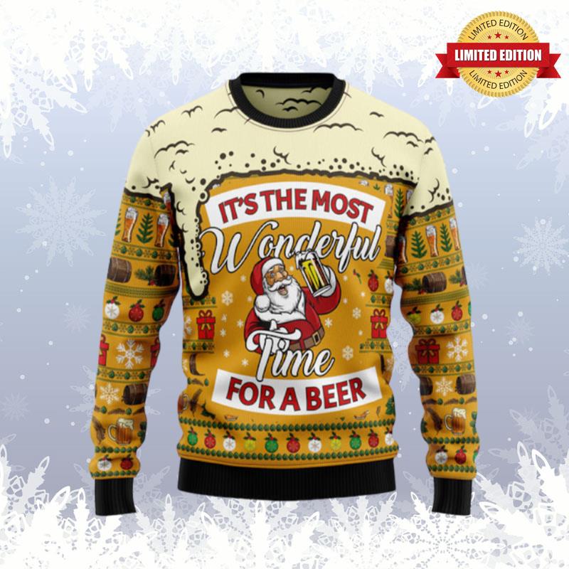 Christmas Most Wonderful Time For Beer Ugly Sweaters For Men Women