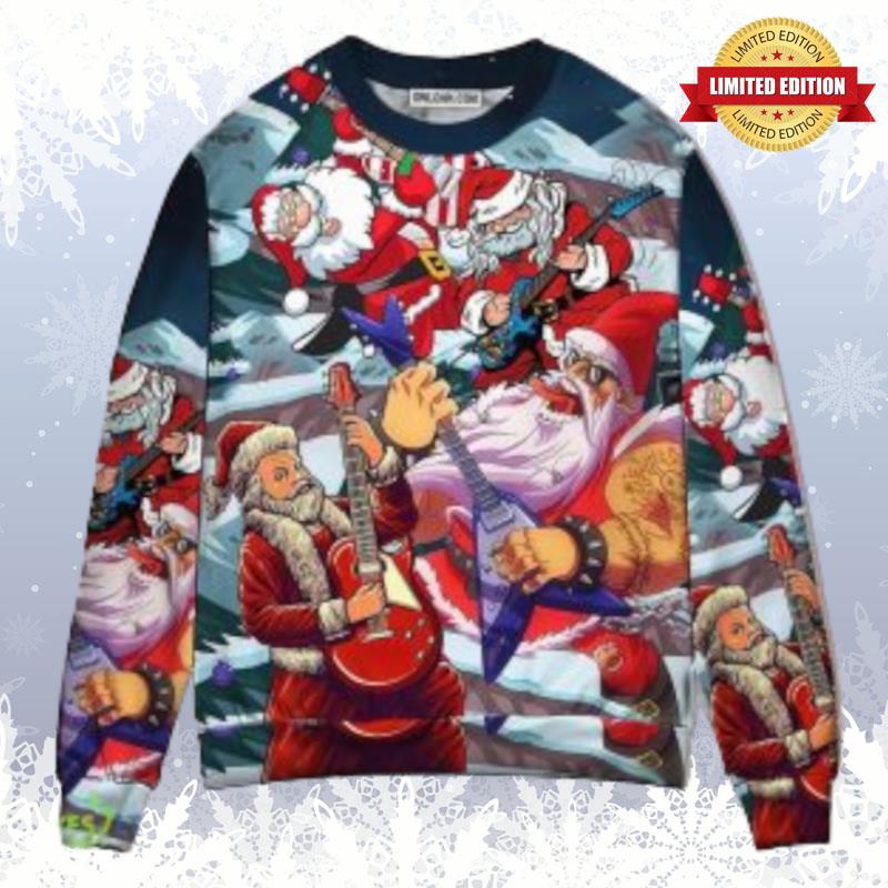 Christmas Santa With Electric Guitar Ugly Sweaters For Men Women