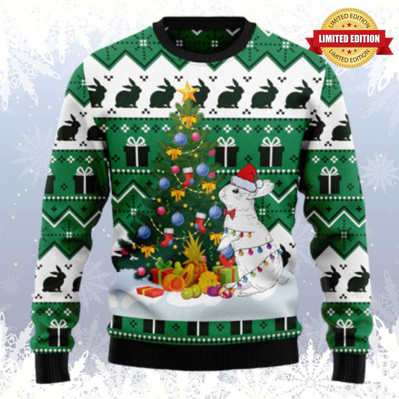 Christmas Tree Rabbit Ugly Sweaters For Men Women