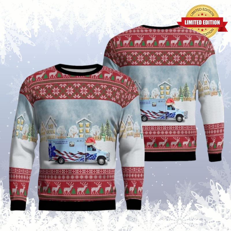 Clinton Area Ambulance Service Authority Saint Johns Michigan Christmas Ugly Sweaters For Men Women