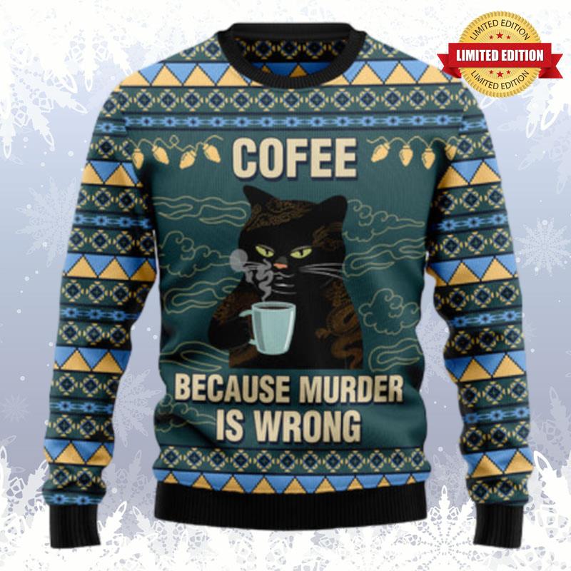 Coffee Cat Ugly Sweaters For Men Women