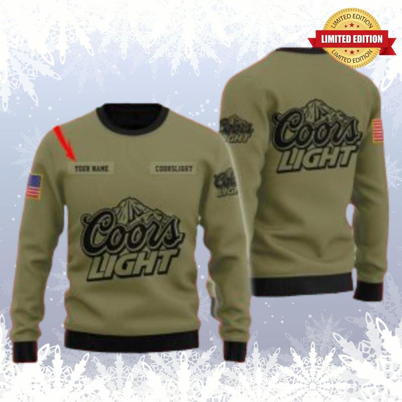Coors Light Flag Military Green Personalized Ugly Sweaters For Men Women