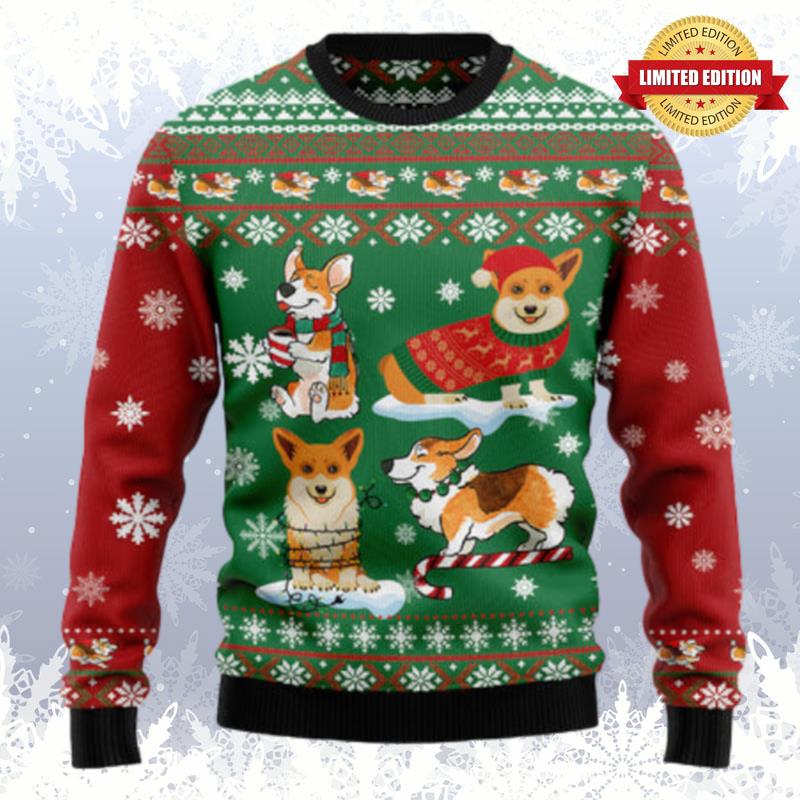 Corgi Snow Day Ugly Sweaters For Men Women