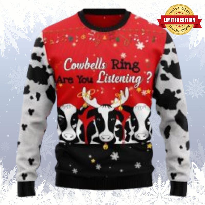 Cow Bell Rings Ugly Christmas Sweater Ugly Sweaters For Men Women