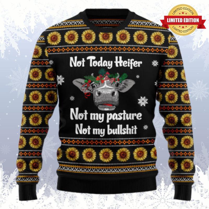 Cow Not Today Sunflower Ugly Sweaters For Men Women