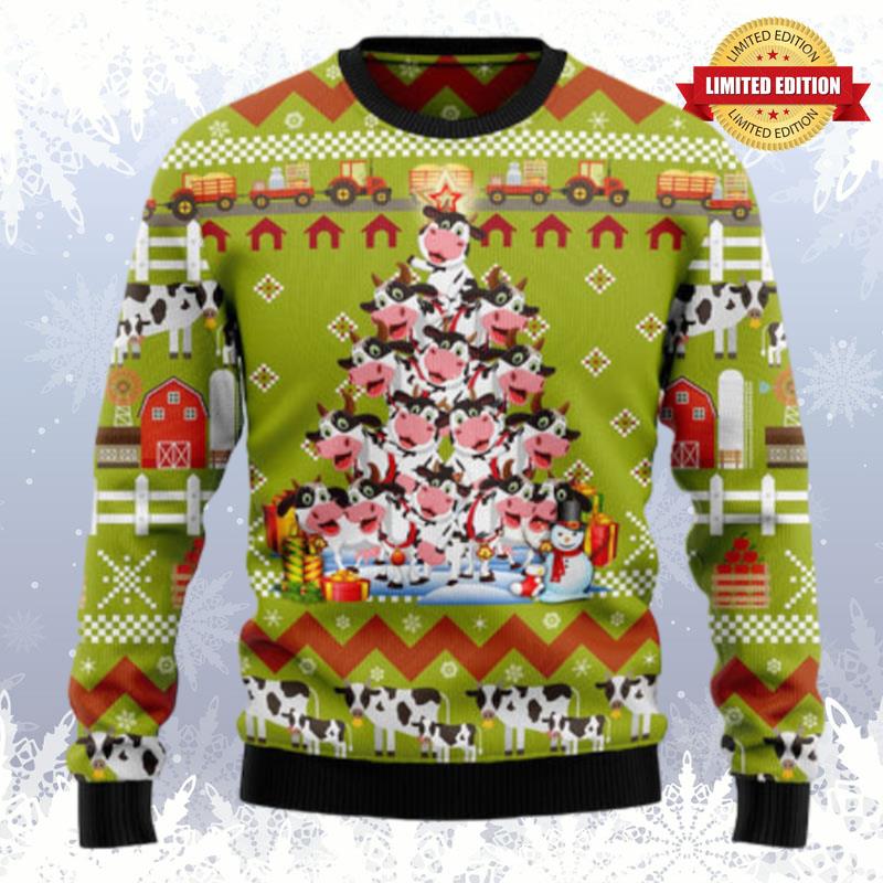 Cow Pine Tree Christmas T299 Ugly Sweaters For Men Women