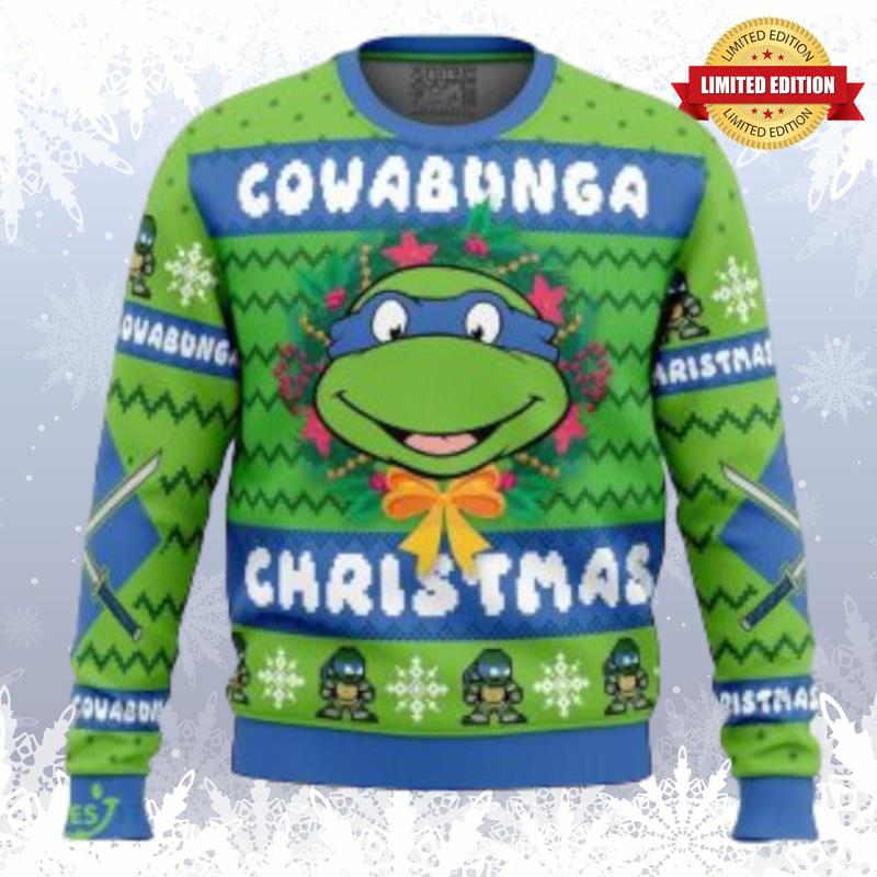 Cowabunga Christmas Teenage Mutant Ninja Turtles Knitted Christmas Ugly Sweaters For Men Women