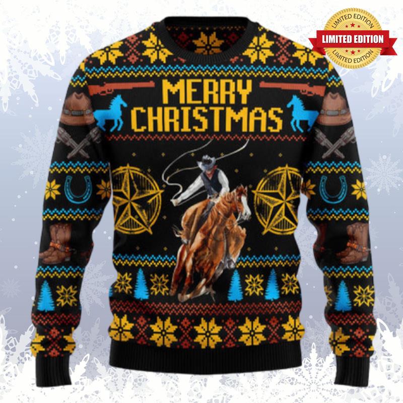 Cowboy Merry Christmas Ugly Sweaters For Men Women