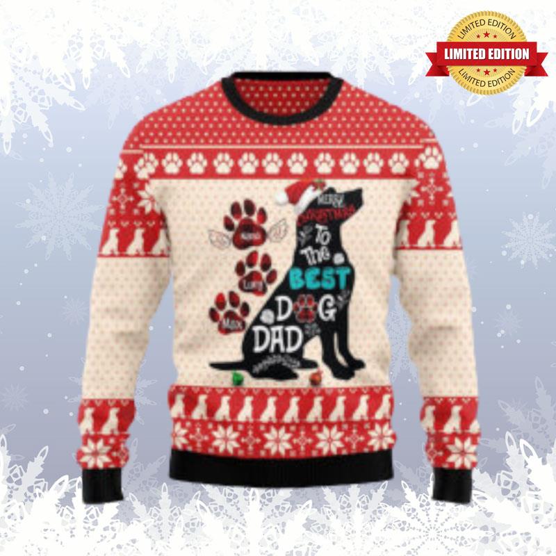 Custom Name Dog Dad Christmas Ugly Ugly Sweaters For Men Women