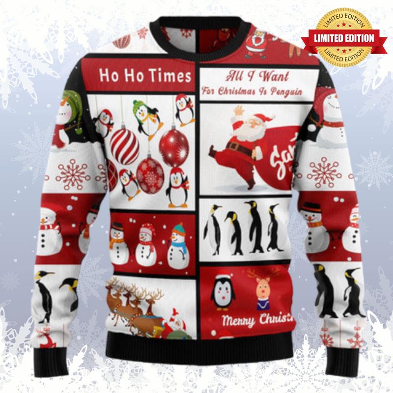 Cute Penguin Santa Claus Ugly Sweaters For Men Women