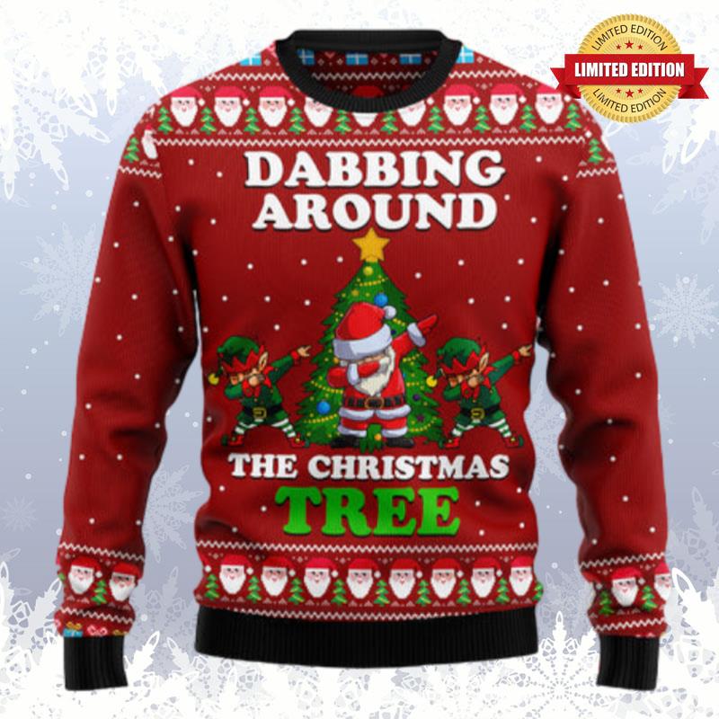 Dabbing Around The Christmas Tree Santa Claus And Goblin Ugly Sweaters For Men Women