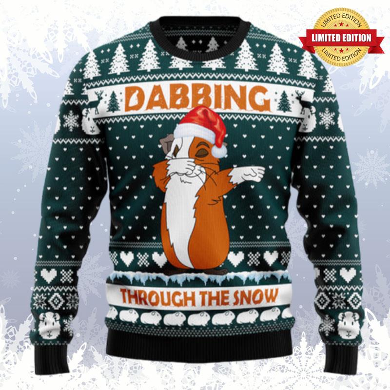 Dabbing Through The Snow Guinea Pig Ugly Sweaters For Men Women