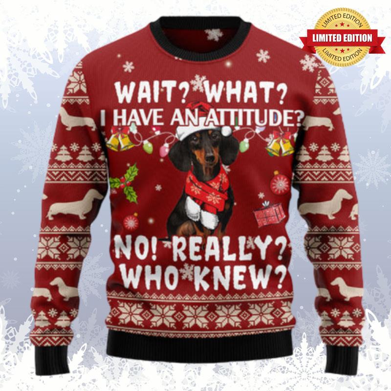 Dachshund Attitude Ugly Sweaters For Men Women