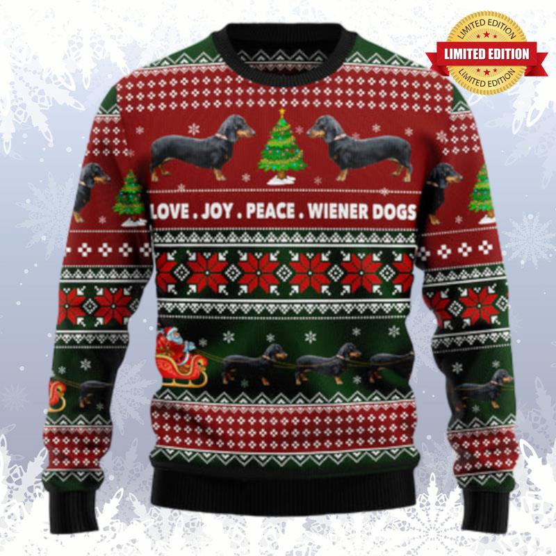 Dachshund Love Joy Peace Ugly Sweaters For Men Women
