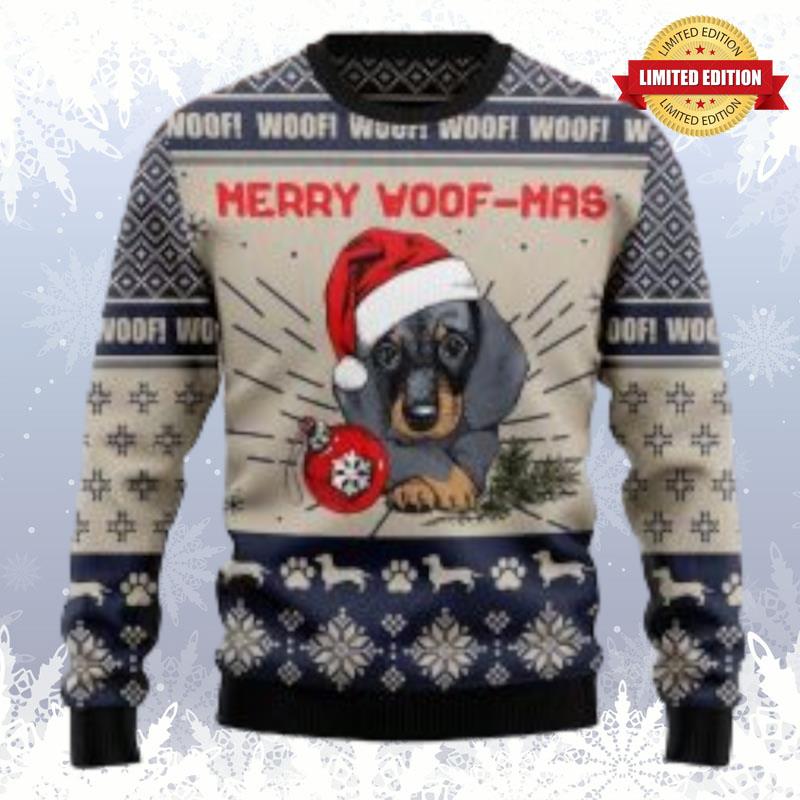 Dachshund Merry Woofmas Christmas Ugly Sweaters For Men Women
