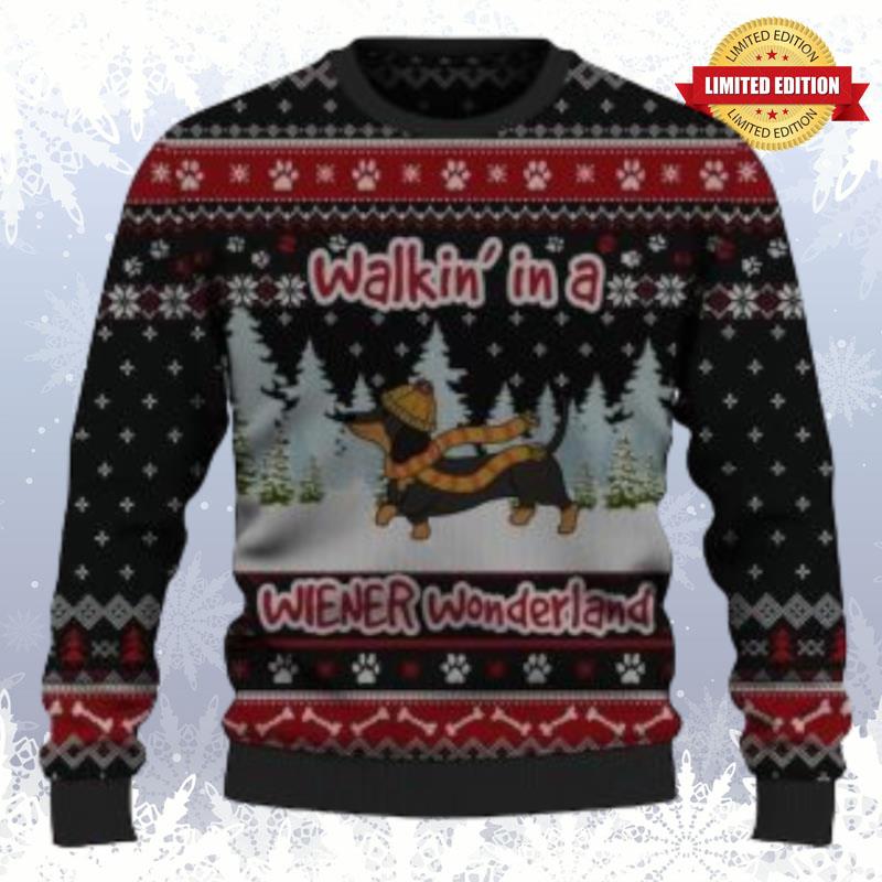 Dachshund Wiener Wonderland Personalized Ugly Sweaters For Men Women