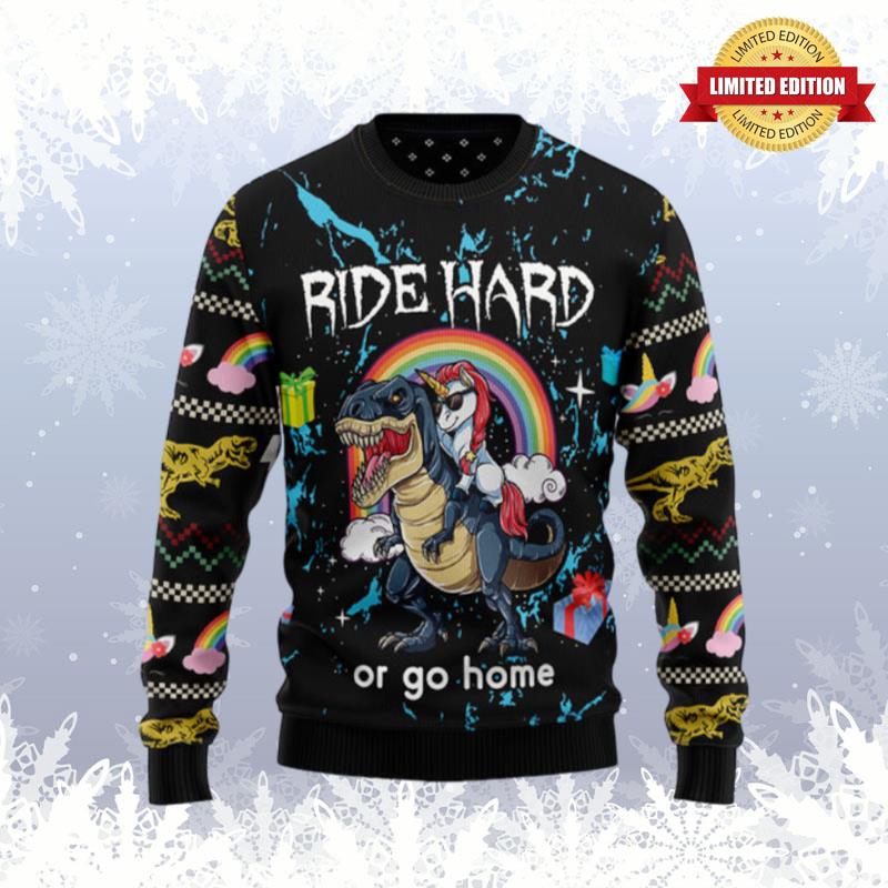 Dinosaur Unicorn Ride Hard Ugly Sweaters For Men Women