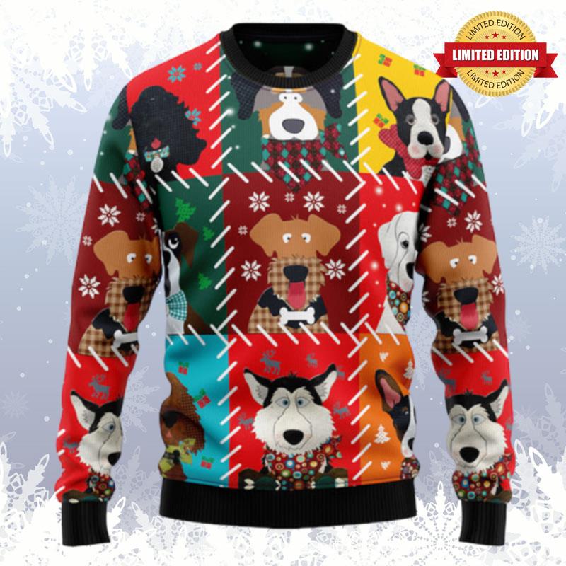 Dog Face Christmas Ugly Sweaters For Men Women