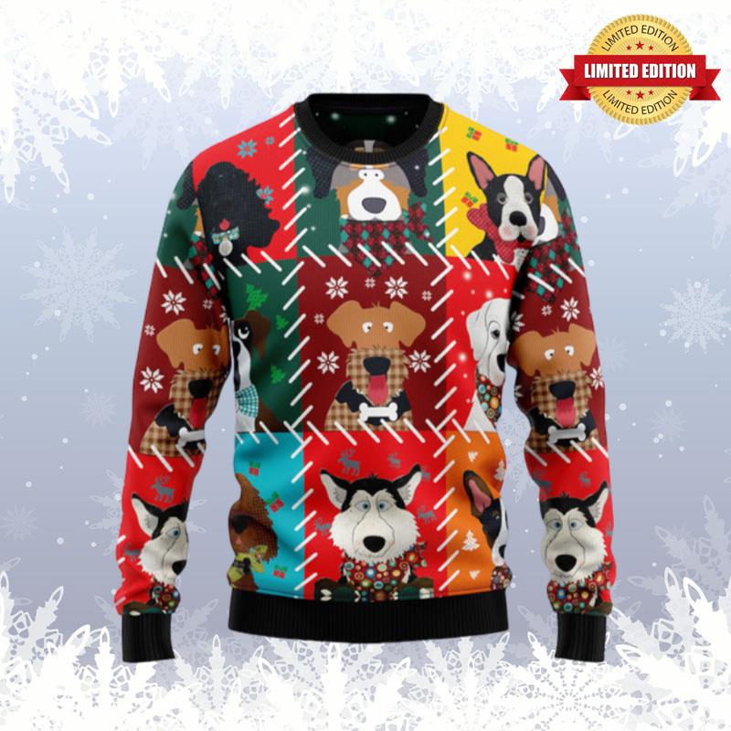 Dog Face Christmas Ugly Sweaters For Men Women