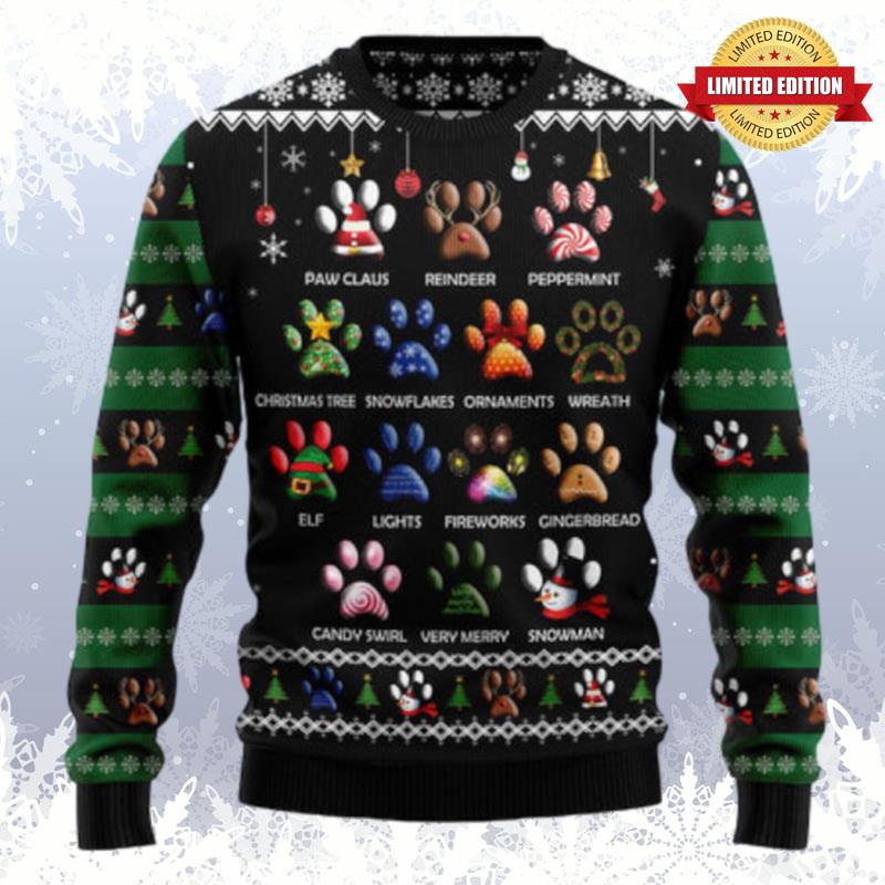 Dog Pawprint Ugly Sweaters For Men Women