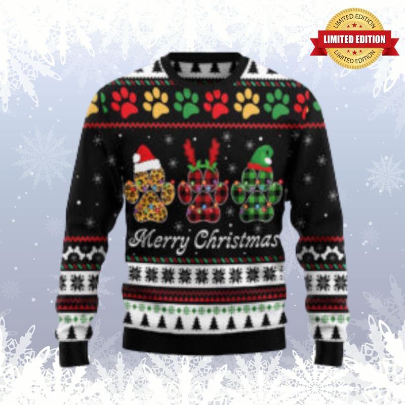 Dog Paws Xmas Dog Lover Funny Ugly Sweaters For Men Women