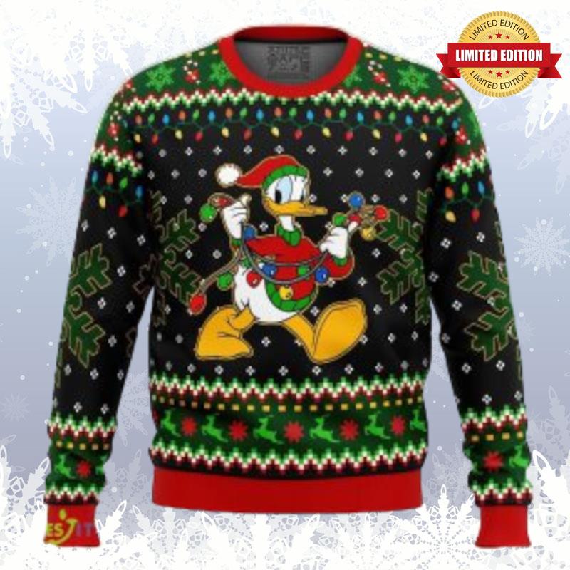 Donald Duck Christmas Lights Ugly Sweaters For Men Women