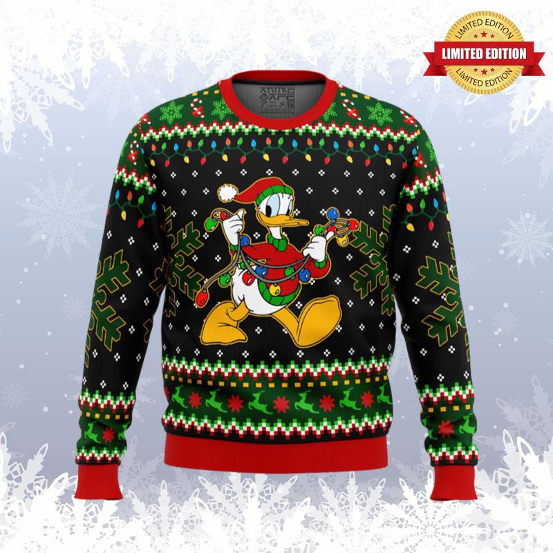 Donald Duck Christmas Lights Ugly Sweaters For Men Women