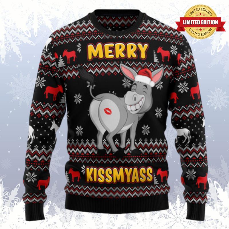 Donkeys Merry Kissmyass Ugly Sweaters For Men Women