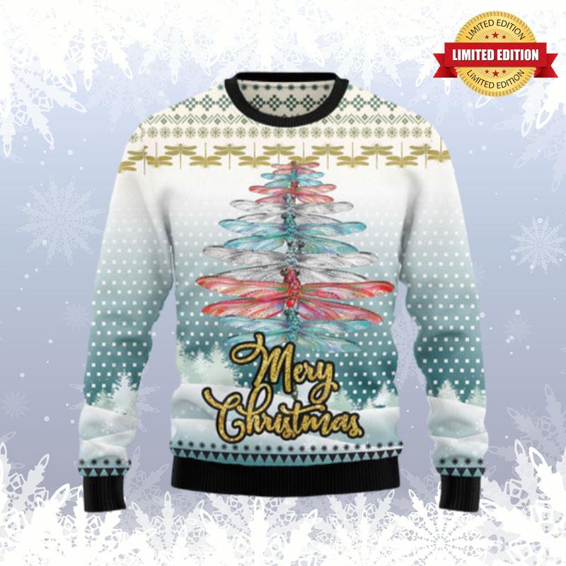 Dragonfly Color Christmas Tree Ugly Sweaters For Men Women