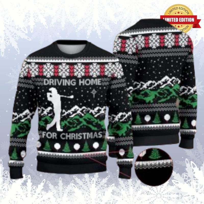 Driving Home For Christmas Golf Knitted Christmas Golf Xmas Ugly Sweaters For Men Women