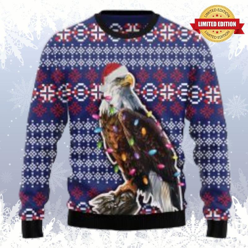 Eagle Christmas Light Ugly Sweaters For Men Women