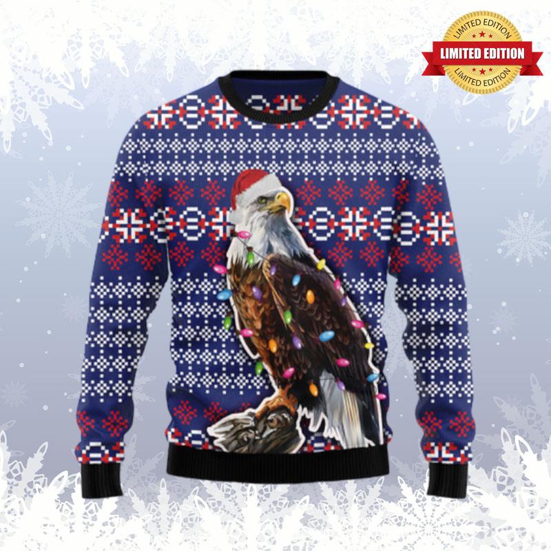 Eagle Christmas Light Ugly Sweaters For Men Women