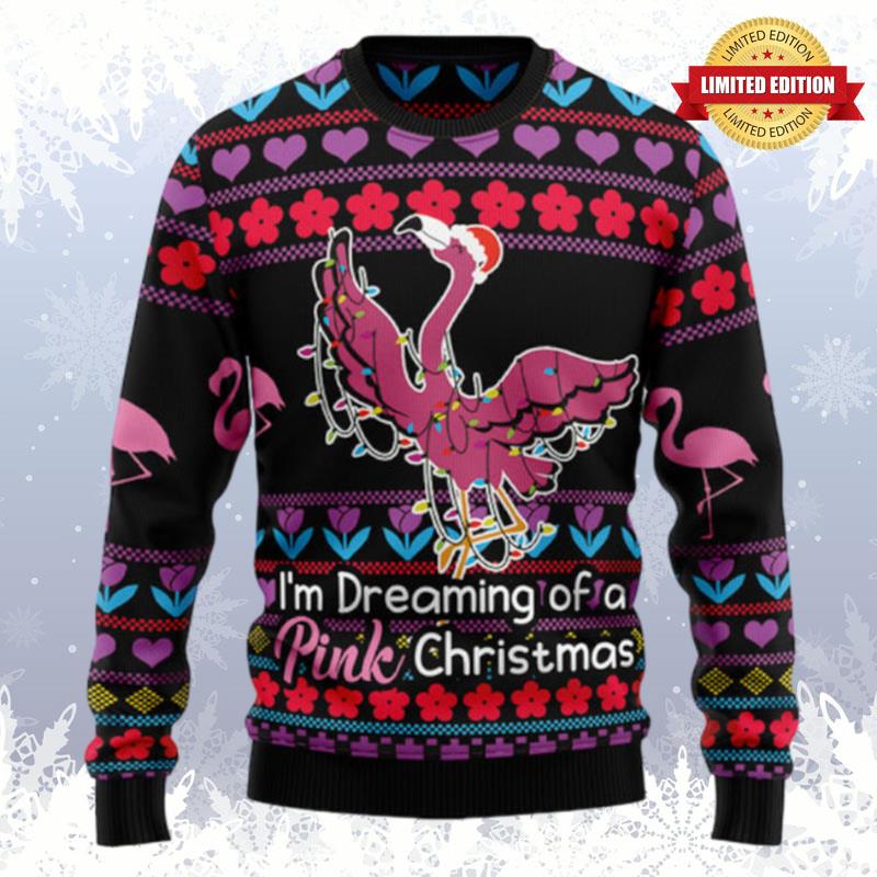 Flamingo Pink Christmas Ugly Sweaters For Men Women