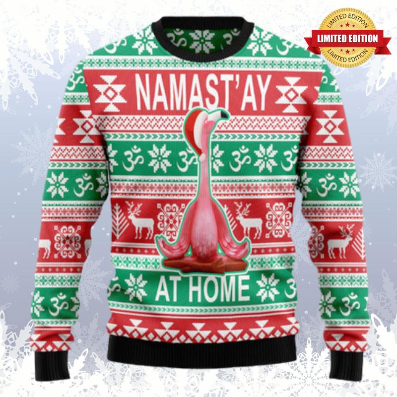 Flamingo Yoga Christmas Ugly Sweaters For Men Women