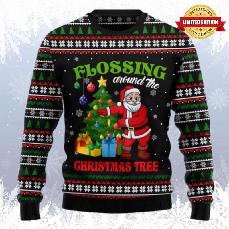 Flossing Around The Christmas Tree Ugly Sweaters For Men Women