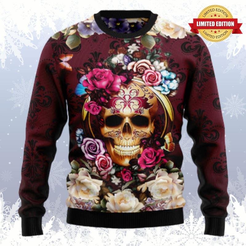 Flower Skull Ugly Sweaters For Men Women