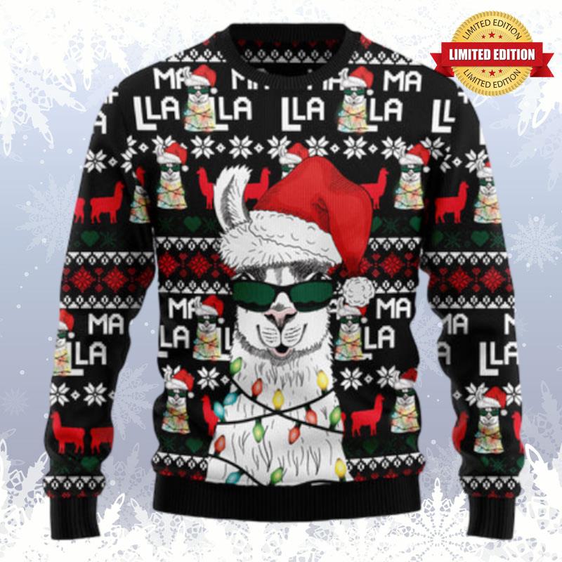 Funny Llama Christmas Light Ugly Sweaters For Men Women