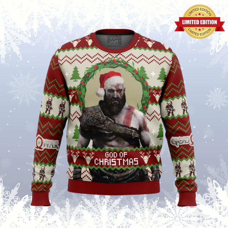God of Christmas God of War Ugly Sweaters For Men Women - RugControl