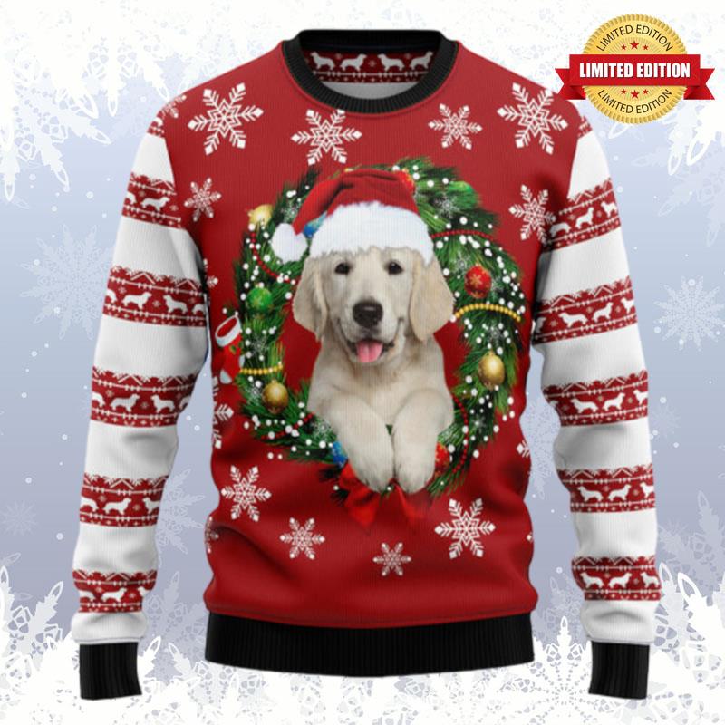 Golden Retriever Wearing Santa? Hat Ugly Sweaters For Men Women