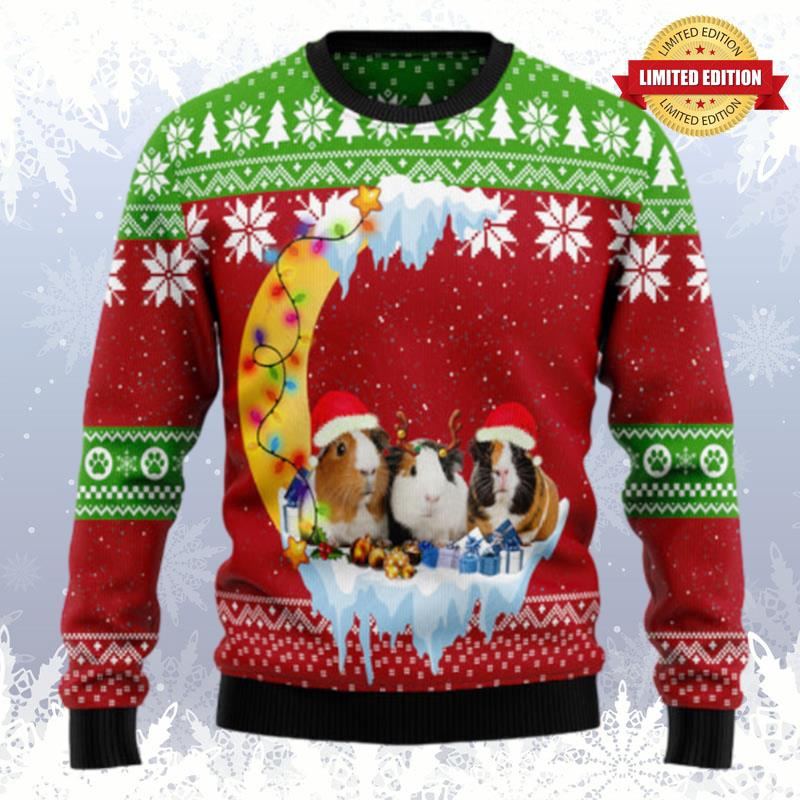 Guinea Pig Love Moon Xmas Ugly Sweaters For Men Women