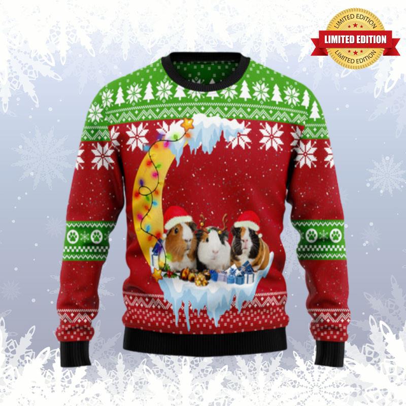 Guinea Pig Love Moon Xmas Ugly Sweaters For Men Women